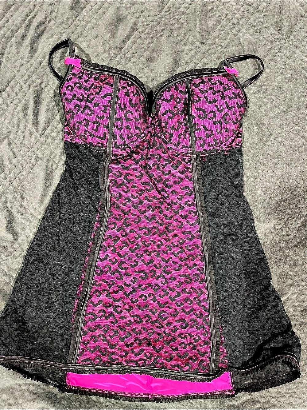 La Senza Animal Print Shapewear in Pink & Black Size Large